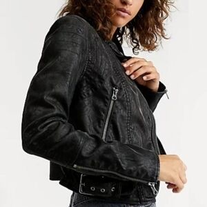Free People We The Free Fenix Vegan Leather Jacket in Black Size Large